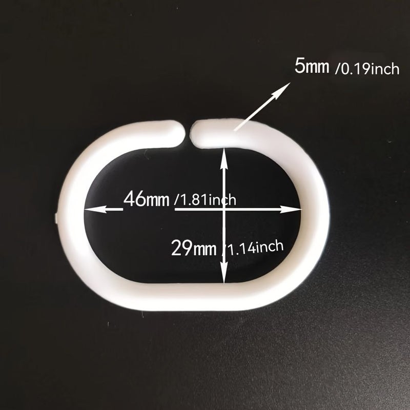 Black Plastic C-Shaped Curtain Hooks 12pcs Home Bathroom Decoration - Image 3