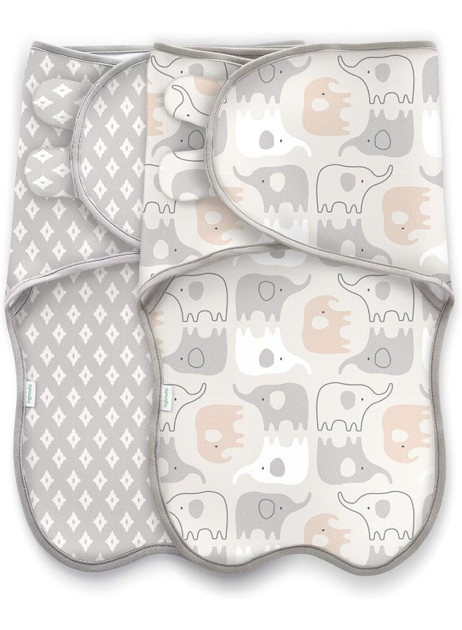 ingenuity Ingenuity Farewell Fuss Adjustable Easy-Wrap 2-pk Baby Swaddle Set - Grazer  - Image 1
