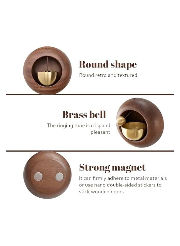 erorex Japanese Style Dopamine Door Bell, Magnetic Attached Wooden Doorbell, Door Entry Chime for Business, Office, Home, Garden and More (Black Walnut) - Image 2