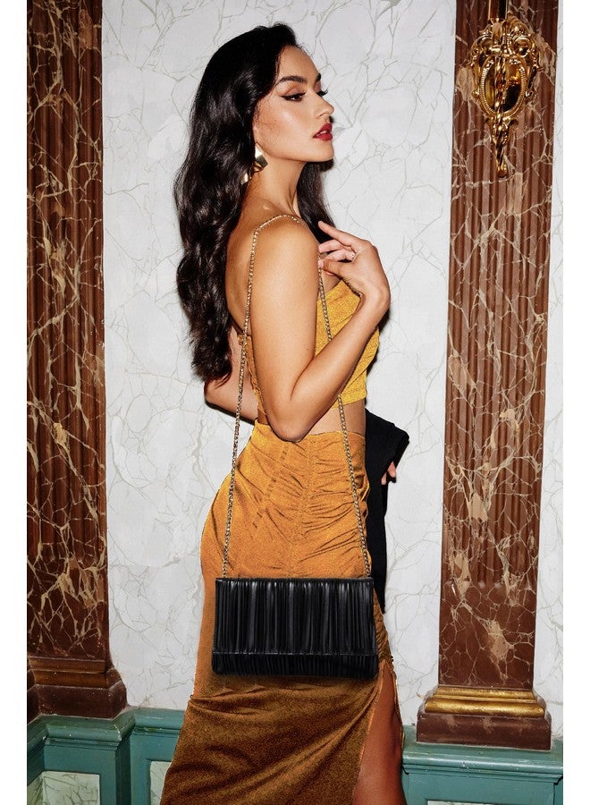 Women's Clutch Women's Pleated Flap Clutch Purse - Evening Bag With Chain  Strap For Formal Parties, Weddings & Cocktail Events