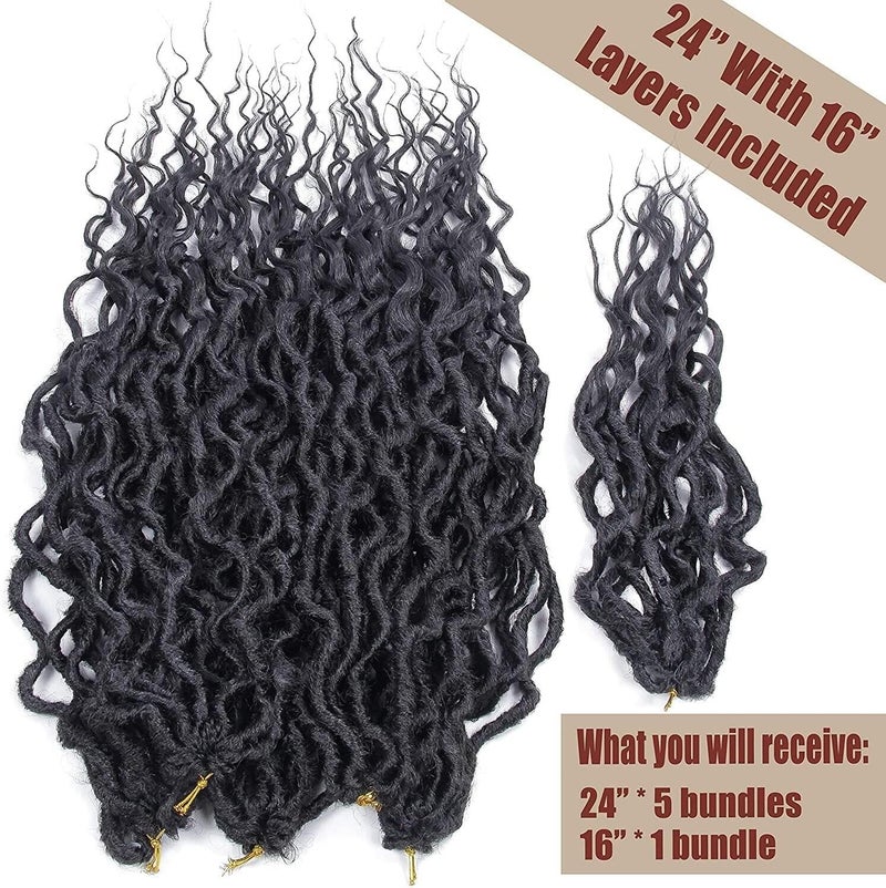 SuyiIRL Faux Locs Crochet Braid Hair Bohemian Locs 24 Inches Synthetic Dreads Ombre Braiding Hair Afro Dreadlock 1B - Image 2