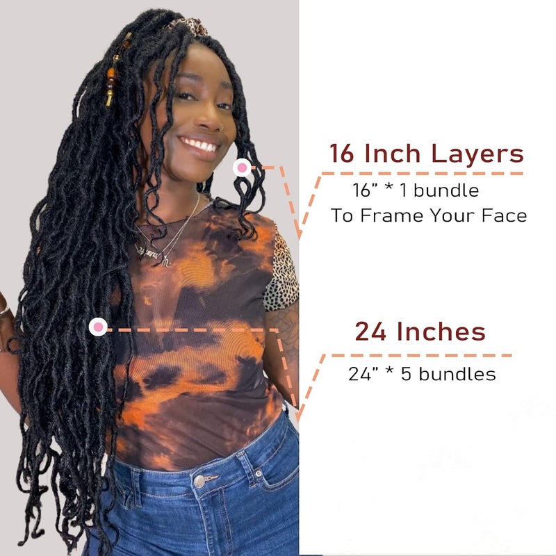 SuyiIRL Faux Locs Crochet Braid Hair Bohemian Locs 24 Inches Synthetic Dreads Ombre Braiding Hair Afro Dreadlock 1B - Image 3