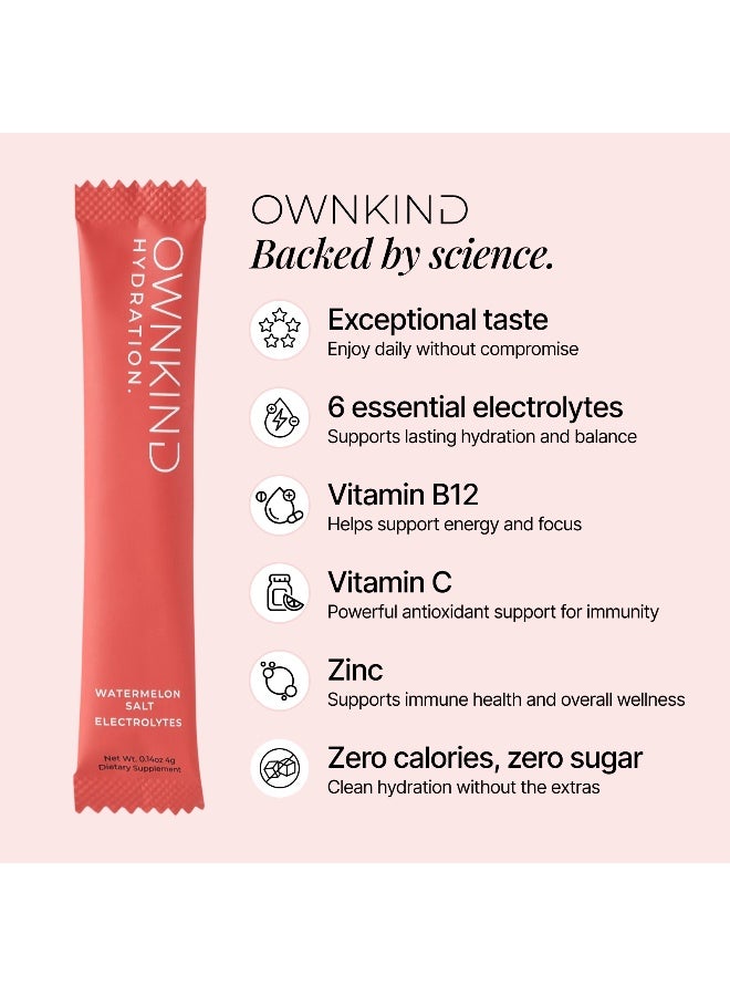 OWNKIND Electrolytes Powder Sachets - Watermelon | Zero Sugar, All 6 Electrolytes, Hydration Multiplier w/Essential Minerals, Vitamins, Immune & Metabolic Functions. Vegan, Sugar Free, Gluten Free - Image 2
