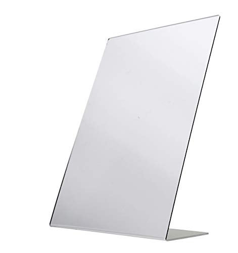 Marketing Holders Freestanding Acrylic Mirror 12" x 18" Slant Back Reflective Portable Lucite Stand for Retail Jewelry Piercing Counters Makeup Vanities and Hair Salons - Image 1