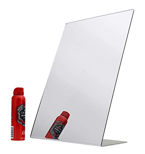 Marketing Holders Freestanding Acrylic Mirror 12" x 18" Slant Back Reflective Portable Lucite Stand for Retail Jewelry Piercing Counters Makeup Vanities and Hair Salons - Image 2