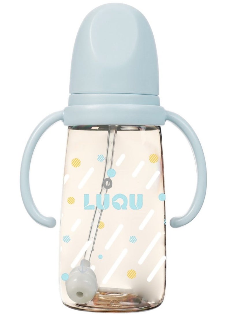 LuQu Feeding Bottle PPSU With Handle-200ml-Blue-Pack of 2  - Image 3