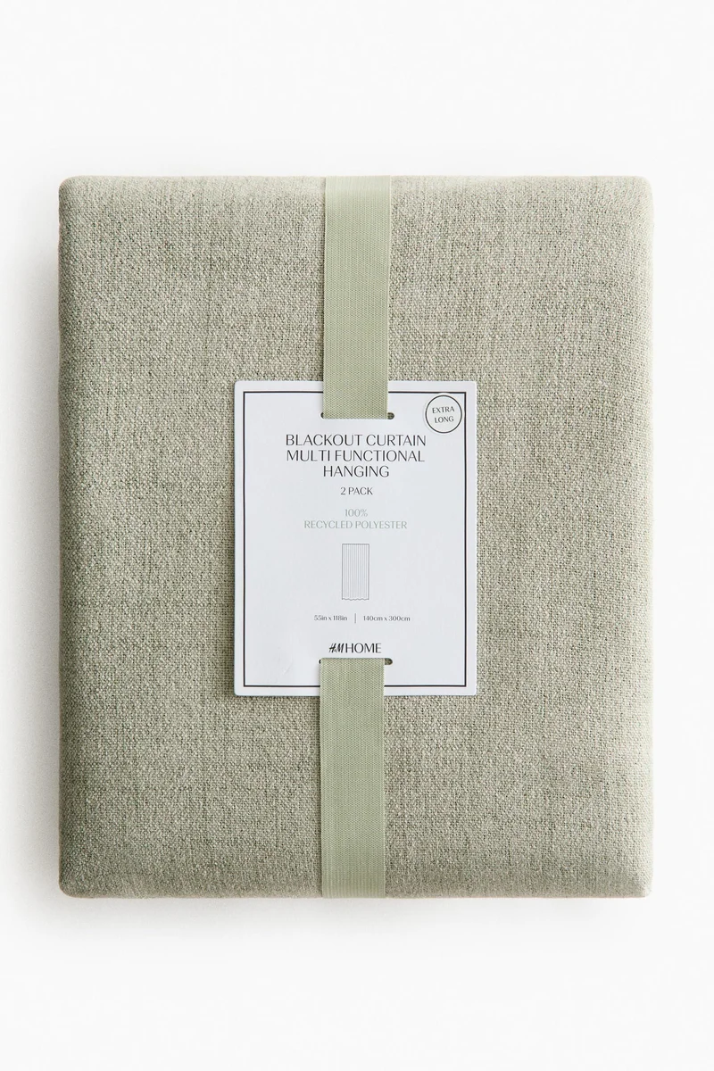 اتش اند ام طقم من قطعتين ستائر معتمة بطول إضافي