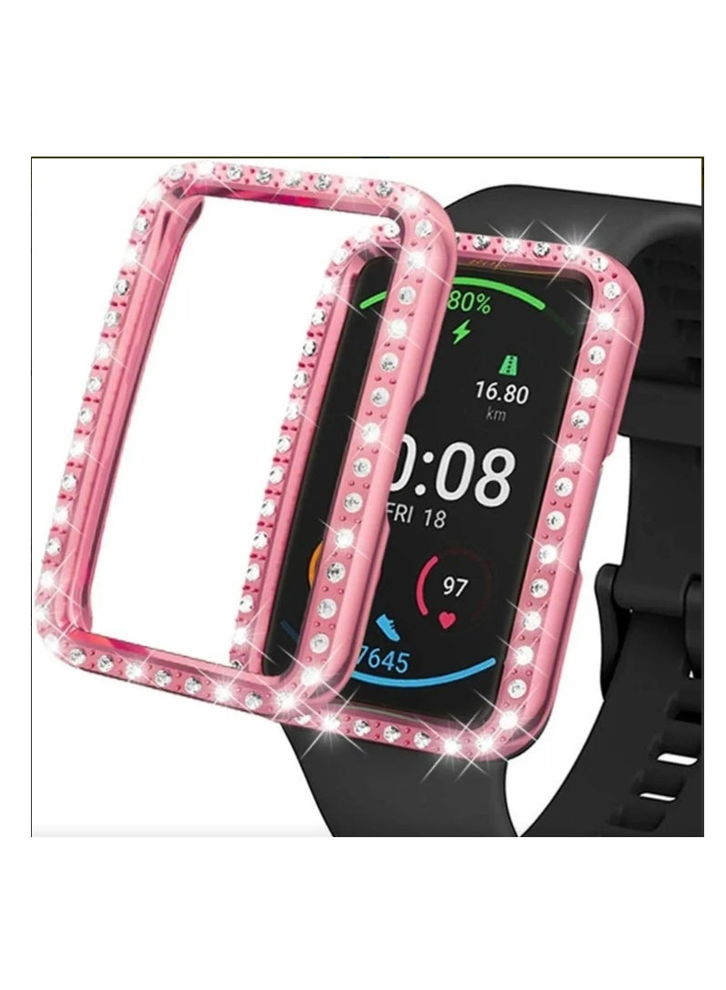 Protective Case Compatible with Huawei Band 10 Smart Watch Anti-Fall Hard PC No Screen Protective Cover Replacement for Huawei Band 10 Smartwatch Accessories (Pink) - Image 1