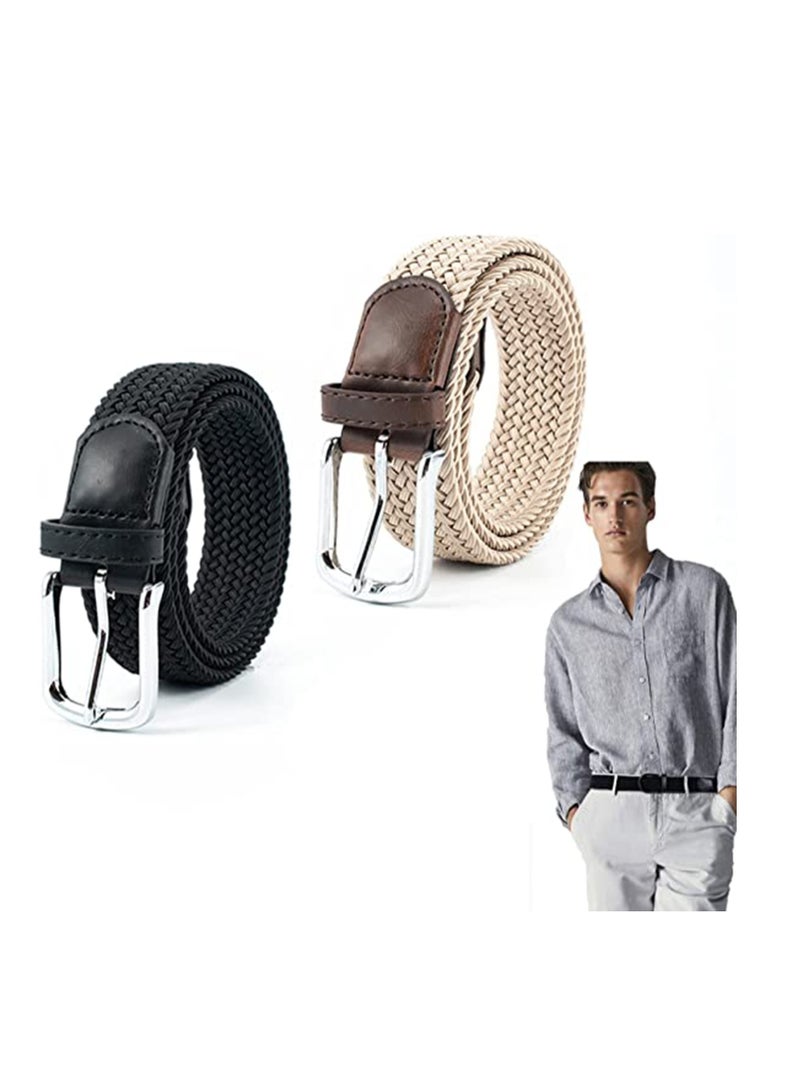 SOLARAE Leathers Elastic Braided Belt, Unisex Men Women Casual Stretch Woven, Elastic Men Elastic, Belts for Men Women, for Jeans Trouser Dresses - Image 1