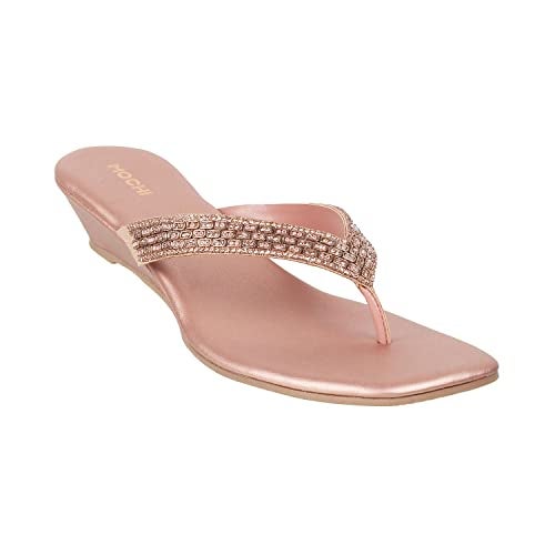 Mochi Women Rose Gold Ethinc Fashion Sandal Slip-On Uk/6 Eu/39 (35-4992), Pink,Gold - Image 2