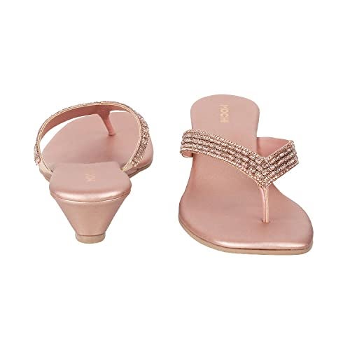 Mochi Women Rose Gold Ethinc Fashion Sandal Slip-On Uk/6 Eu/39 (35-4992), Pink,Gold - Image 5