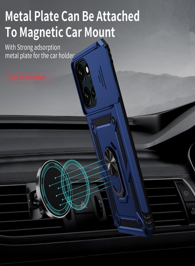 Weycolor for Moto G 2025 Case with Camera Lens Cover, HD Screen Protector, 10 FT Military Grade Drop Protection, Magnetic Ring Holder Kickstand Phone Case for Motorola Moto G 2025, Navy Blue - Image 2