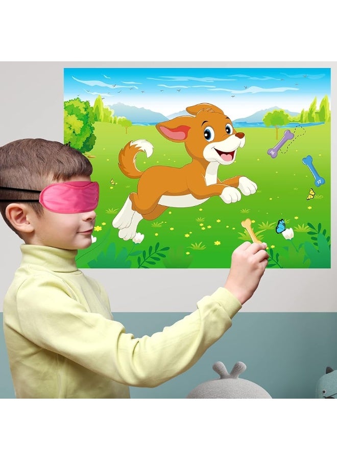 Morcheiong Pin The Tail on The Dog Birthday Party Game with 48pcs Bones Give The Puppy Dog A Bone Game for Kids Dog Birthday Party Supplies Decorations - Image 3