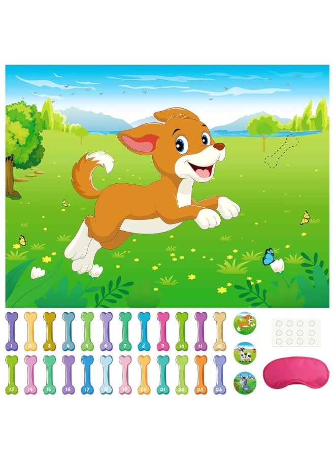 Morcheiong Pin The Tail on The Dog Birthday Party Game with 48pcs Bones Give The Puppy Dog A Bone Game for Kids Dog Birthday Party Supplies Decorations - Image 4