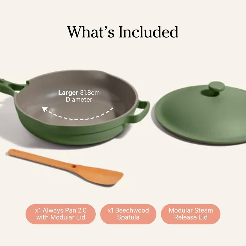 Our Place Large Always Pan 20125 4 Qt Nonstick ToxinFree Ceramic Cookware  Patented 10in1 Aluminum Frying  Saut Pan  Safe for Oven Induction  All Cooktops up to 450F  Sage - Image 3