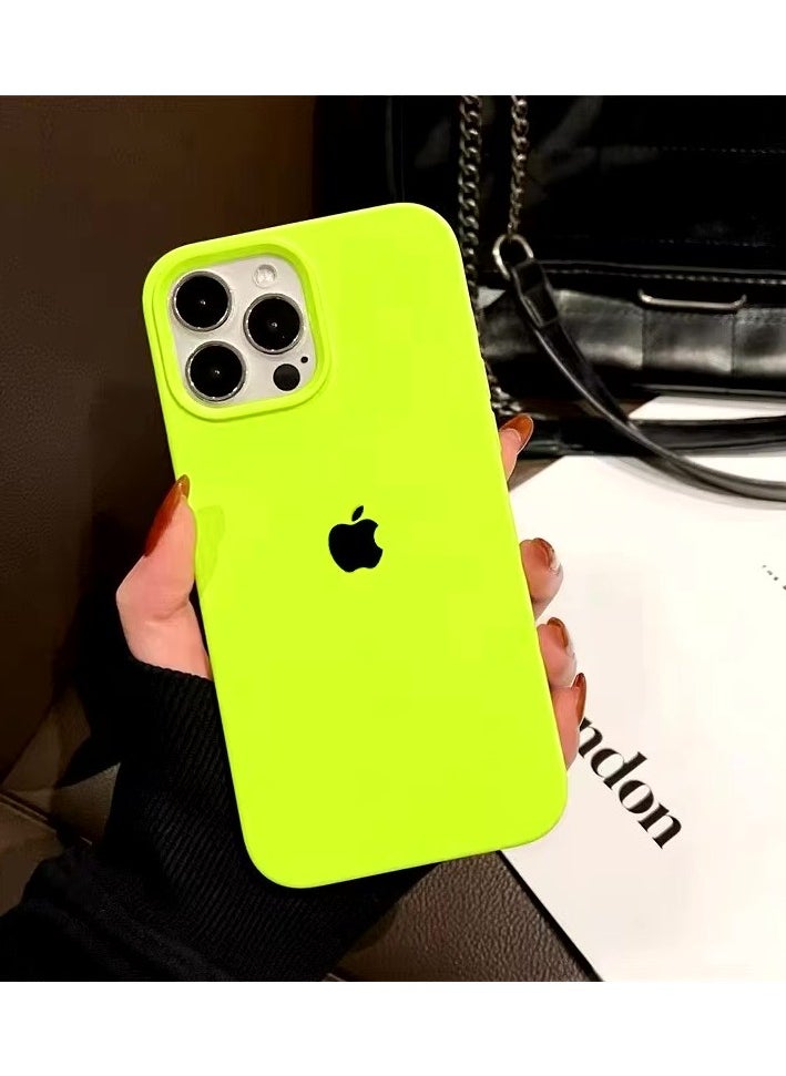 iPhone 16 Pro Silicone Case Fluorescent Green Shockproof Thin Cover, Resists Scratches,  Phone Case for iPhone 16 Pro  Silicone Case Fluorescent Green