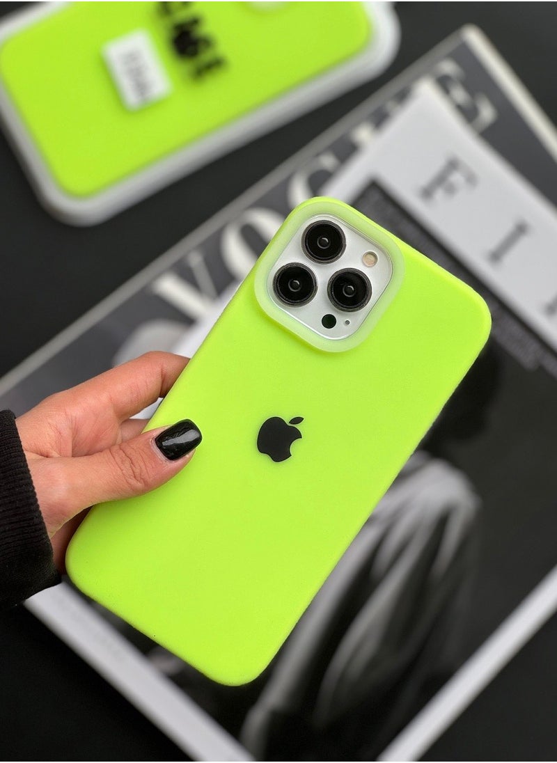 iPhone 16 Pro Silicone Case Fluorescent Green Shockproof Thin Cover, Resists Scratches,  Phone Case for iPhone 16 Pro  Silicone Case Fluorescent Green