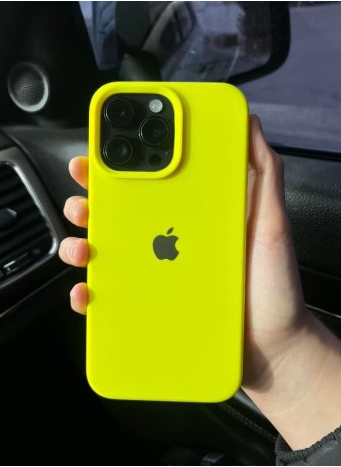 iPhone 16 Pro Silicone Case Fluorescent Green Shockproof Thin Cover, Resists Scratches,  Phone Case for iPhone 16 Pro  Silicone Case Fluorescent Green
