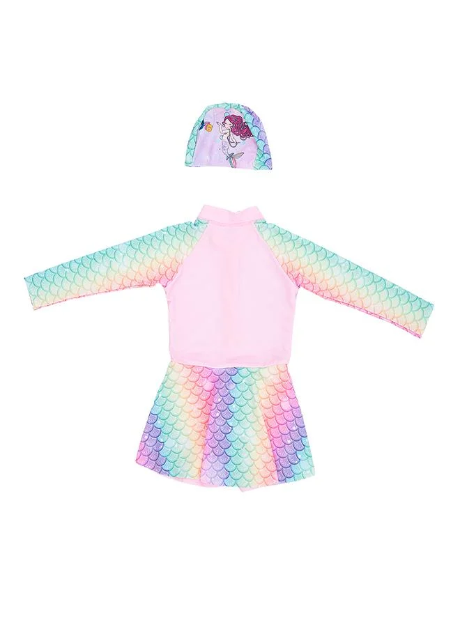 babyqlo Rainbow Mermaid 2 Pc Swimsuit Dress for Girls