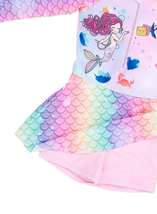 babyqlo Rainbow Mermaid 2 Pc Swimsuit Dress for Girls