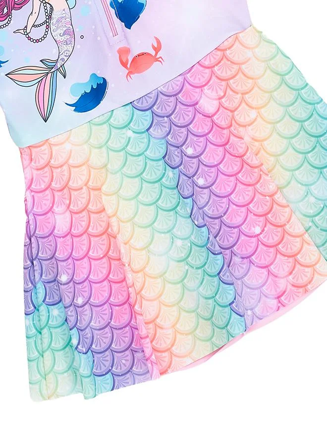 babyqlo Rainbow Mermaid 2 Pc Swimsuit Dress for Girls