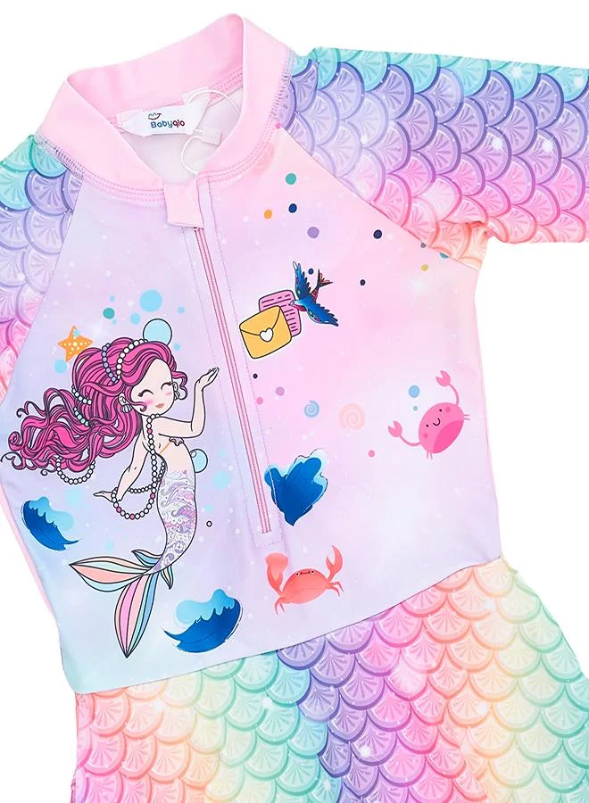 babyqlo Rainbow Mermaid 2 Pc Swimsuit Dress for Girls
