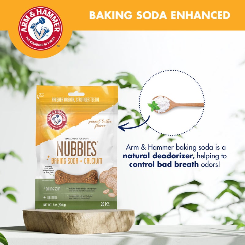Arm & Hammer for Pets Nubbies Dental Treats for Dogs with Baking Soda and Calcium, Treat Chews Help Fight Bad Breath, Plaque & Tartar without Brushing, Peanut Butter, 20 Pcs (Packaging may vary) - Image 4