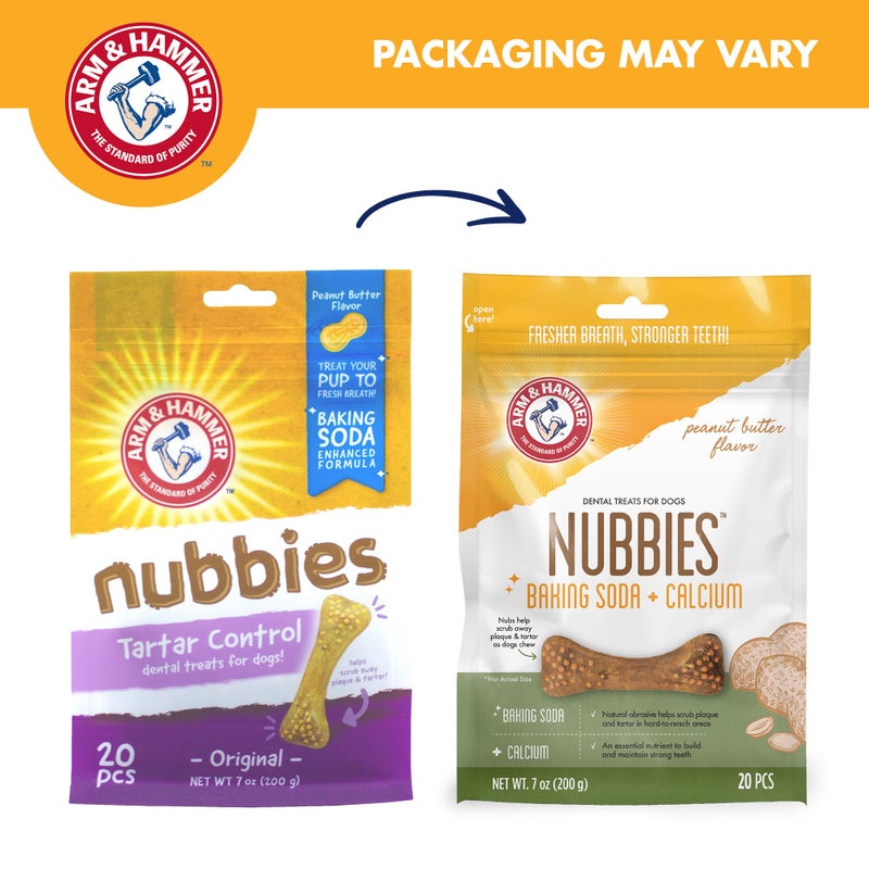 Arm & Hammer for Pets Nubbies Dental Treats for Dogs with Baking Soda and Calcium, Treat Chews Help Fight Bad Breath, Plaque & Tartar without Brushing, Peanut Butter, 20 Pcs (Packaging may vary) - Image 2