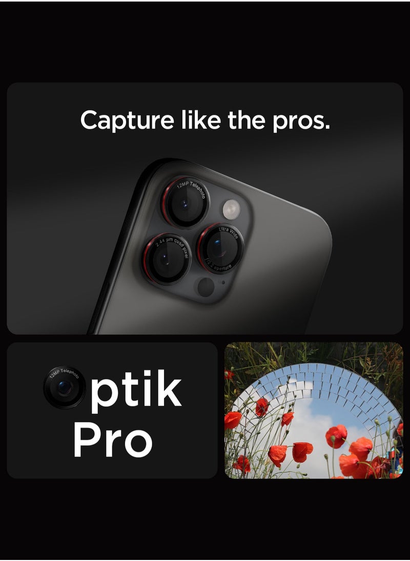Spigen - حماية شاشة عدسة كاميرا غلاستر EZ FIT OPTIK PRO لجهاز آيفون 16 برو ماكس/آيفون 16 برو/آيفون 15/14 برو ماكس/آيفون 15/14 برو - إصدار L-Series [2 حزمة] - Image 1
