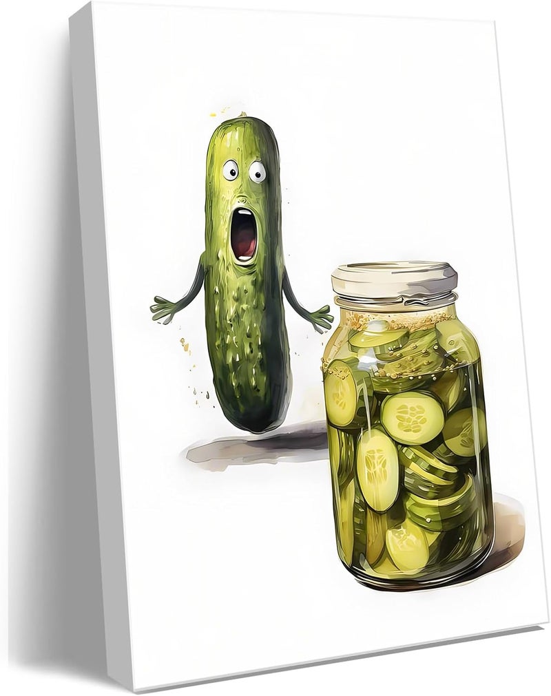 Ploceiny Funny Pickle Canvas Wall Art - Image 1