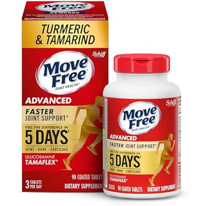Move Free Advanced 5-Day Joint Support Supplement with Turmeric Curcumin & Tamarind (TamaFlex) Glucosamine, & Vitamin D3 for Joint Health, Bone Strength, Cartilage, and Knee Range of Motion. 90 Count - Image 1