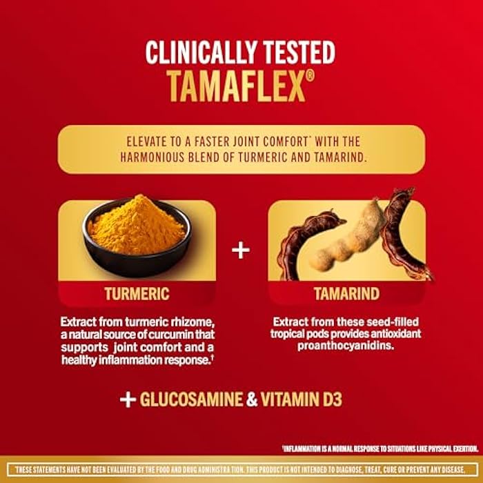 Move Free Advanced 5-Day Joint Support Supplement with Turmeric Curcumin & Tamarind (TamaFlex) Glucosamine, & Vitamin D3 for Joint Health, Bone Strength, Cartilage, and Knee Range of Motion. 90 Count - Image 3