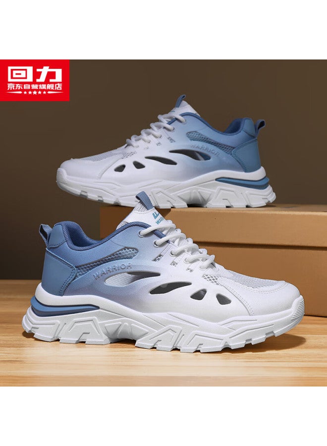 Warrior Men's Shoes Summer Hollow Mesh Shoes Men's Fashion All-match Sports Shoes Men White Blue Color 42