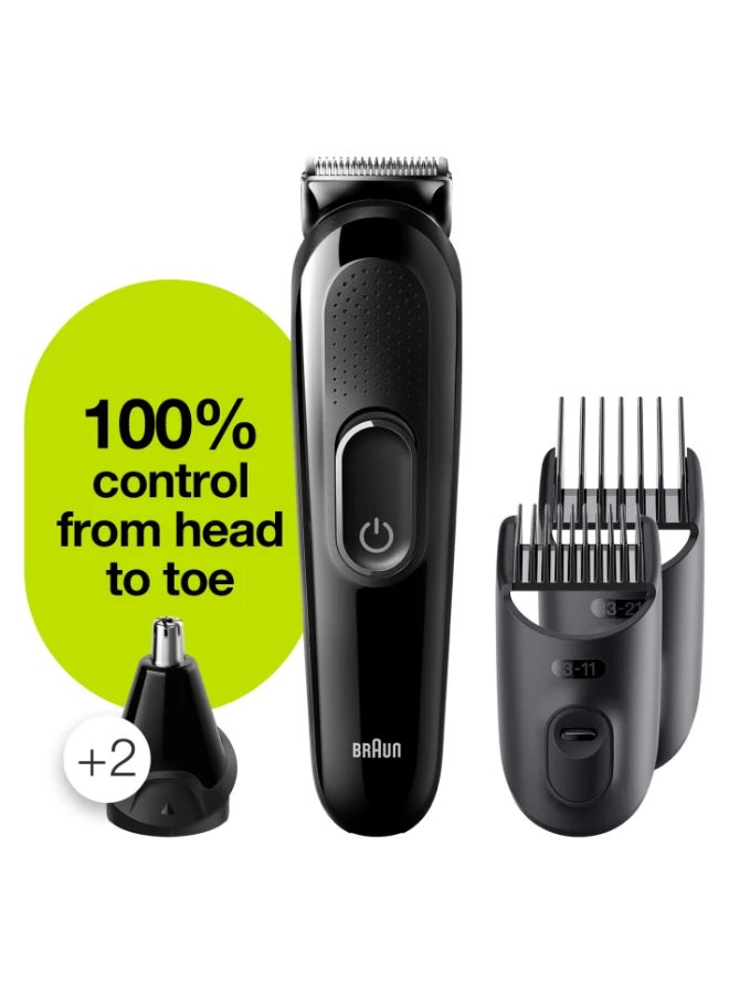 BRAUN 6 In 1 Face And Head Multi Grooming Kit , MGK3220, Black Black - New Package - Image 3