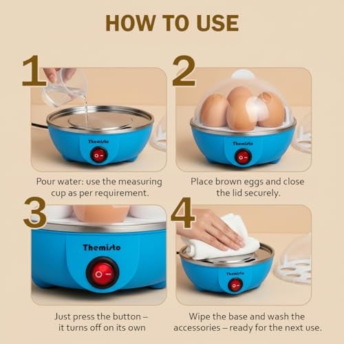 THEMISTO TH-611 350w Egg Boiler/Poacher/Cooker for Steaming, Cooking & Boiling (14 eggs) - Image 3