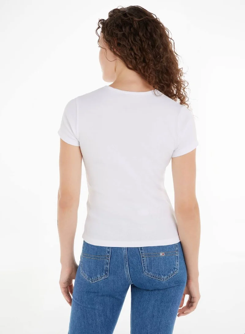 TOMMY JEANS Essential Ribbed Fitted Casual T-Shirt