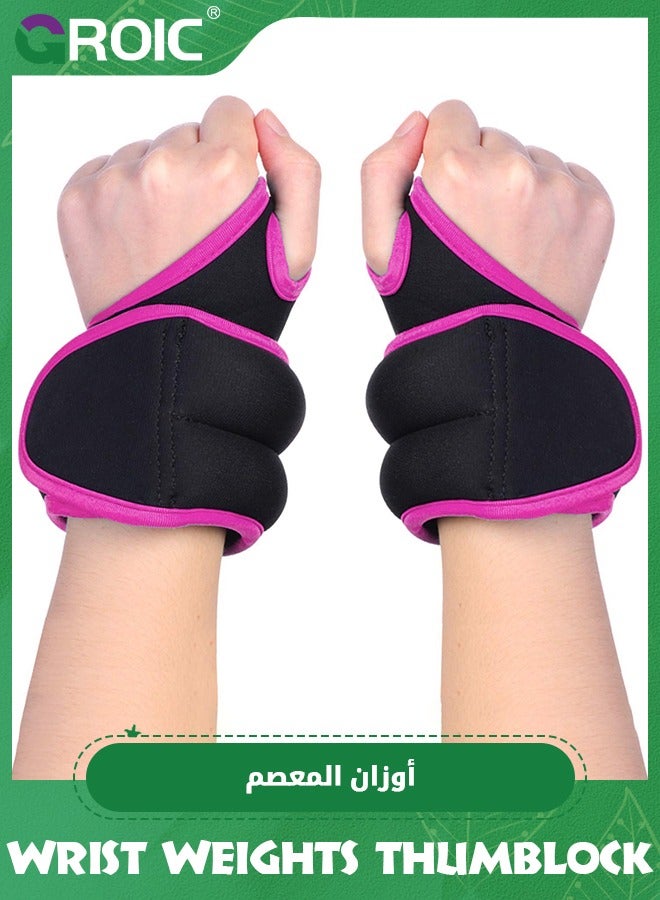 GROIC 1 Pairs Wrist Weights 1 LB Set, Thumblock Arm Weight for Women and Men, Ankle Arm Weights Set for Walking Running Weightlifting Training Gymnastic Aerobic Jogging (Pink) - Image 1