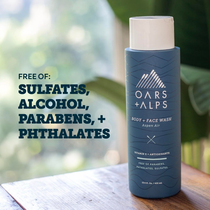 Oars + Alps Body and Face Wash for Men, Mens Body Wash & Face Cleanser with Vitamin E and Antioxidants, Moisturizing, Hydrating, Paraben & Sulfate Free Cleanser, Aspen Air, 2pk - Image 4