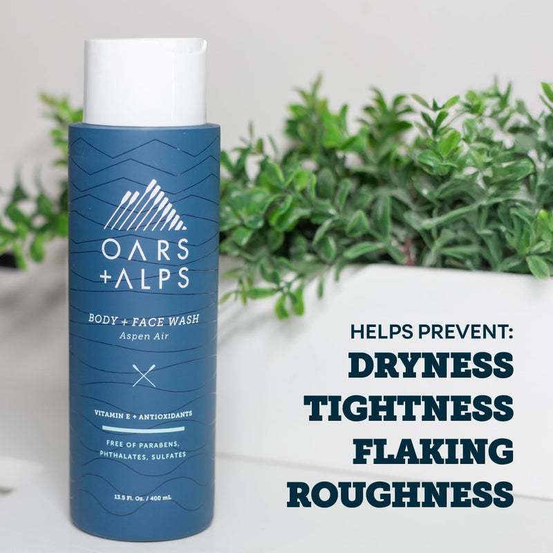 Oars + Alps Body and Face Wash for Men, Mens Body Wash & Face Cleanser with Vitamin E and Antioxidants, Moisturizing, Hydrating, Paraben & Sulfate Free Cleanser, Aspen Air, 2pk - Image 5