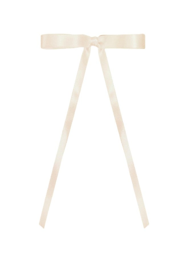 Meseey 100 Pcs Ivory Satin Ribbon Bows Pre-Tied 5x7 Inch Twist Tie Decorative Bows for Gift Wrapping, Wedding, Party Decor, Cake, Treats & DIY Crafts