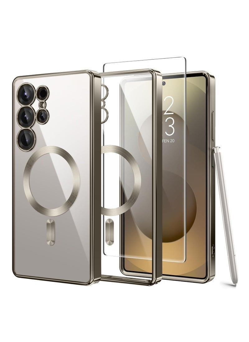 Raxoom Samsung Galaxy S25 Ultra Magnetic Case Cover 6.9 Inch â€“ Full Body Shockproof Protection with Camera Lens Guard and HD Screen Protector â€“ Wireless Charging Compatible Plating Design Anti-Scratch Phone Cover for Galaxy S25 Ultra 5G - Image 1