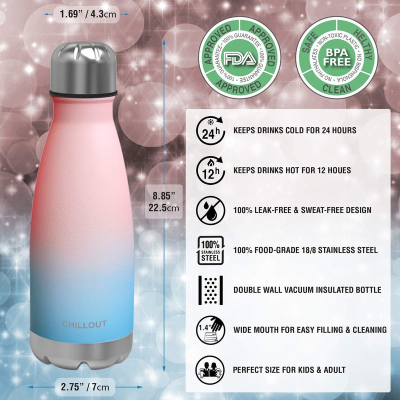 CHILLOUT LIFE Stainless Steel Water Bottle for Kids School: 12 oz Double Wall Insulated Cola Bottle Shape for Cold and Warm Drinks, BPA Free Metal Sports Bottle for Boys, Girls & Women - Image 3