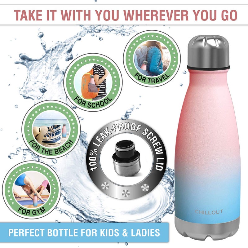 CHILLOUT LIFE Stainless Steel Water Bottle for Kids School: 12 oz Double Wall Insulated Cola Bottle Shape for Cold and Warm Drinks, BPA Free Metal Sports Bottle for Boys, Girls & Women - Image 5