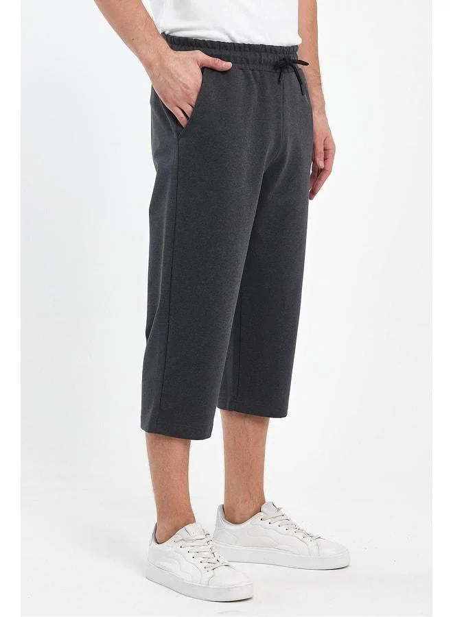Mmetalic  Men's Anthracite Bermuda Capri Long Shorts with Side Pockets and Adjustable Elastic Waist. for Men | Best Price UAE