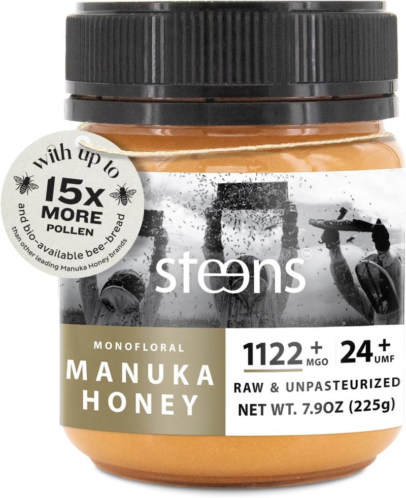 Steens Manuka Honey - UMF 24+ and MGO 1122+ - Pure & Raw 100% Certified Manuka Honey - 7.9 oz - Image 1