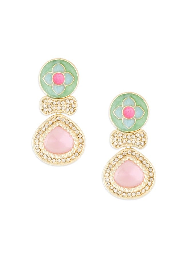 Zaveri Pearls أقراط متدلية من اللؤلؤ متعدد الألوان بتقنية ميناكاري مرصعة بأحجار لامعة وألماس نمساوي للنساء - ZPFK18900 - Image 1