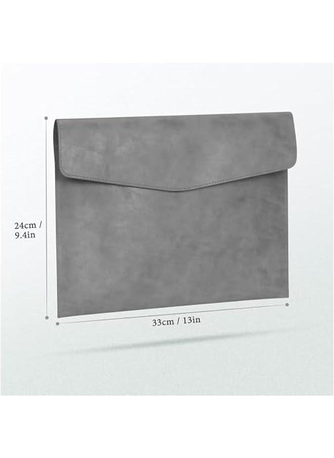 HOOKOR File Folder, PU Leather A4 Document Holder File Organizer Filing Envelope Portfolio Case Tablet Sleeve with Magnetic Snap Closure for Home School Office Stationery (Grey)  - Image 2