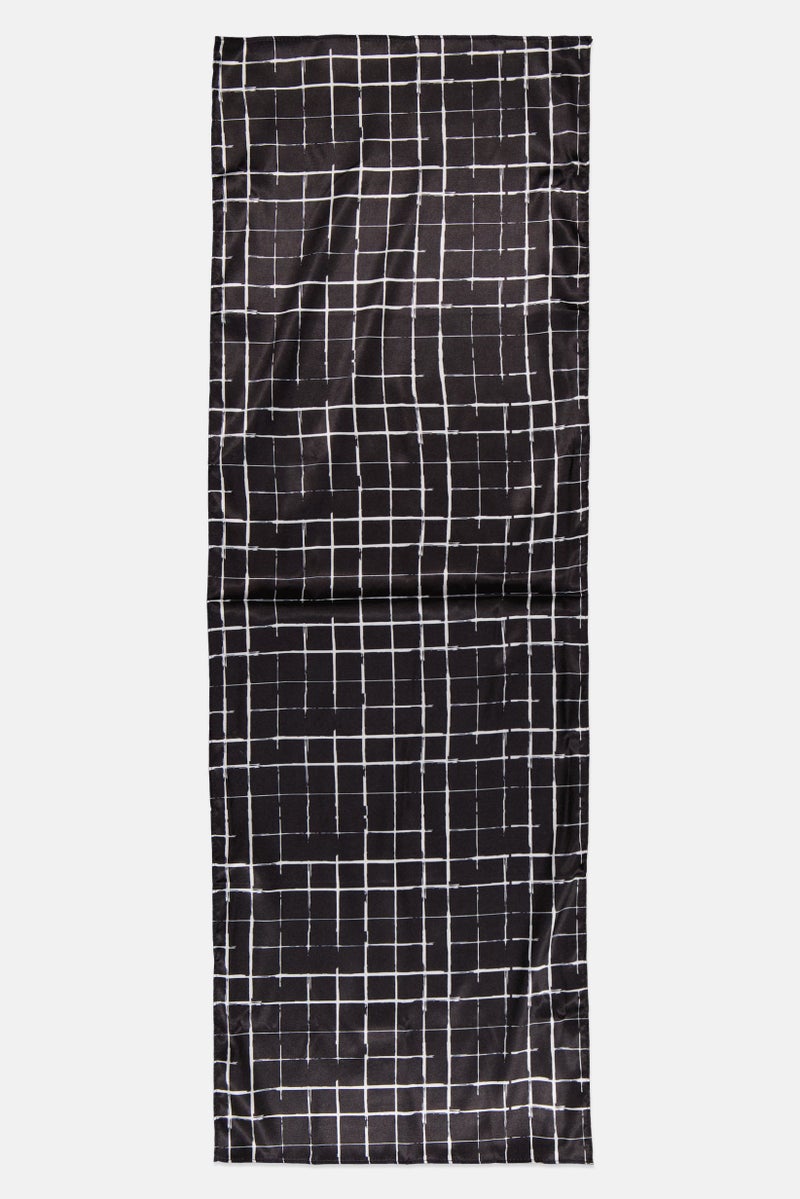 Goody Women Grid Print Hair Scarf 35 H x 90 L cm, Black  - Image 2