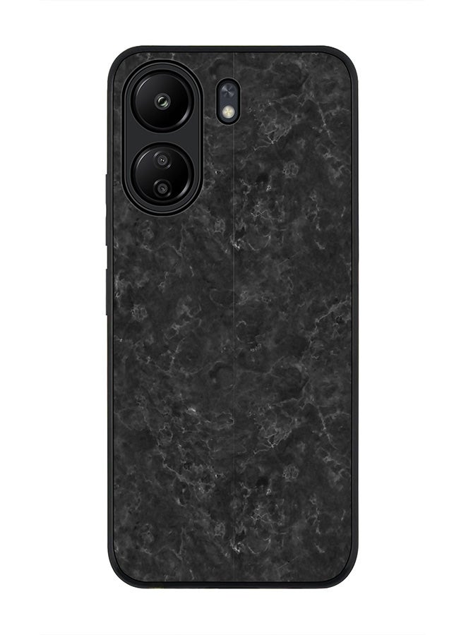 Stylizedd Rugged Black edge case for Xiaomi Poco C65, Slim fit Soft Case Flexible Rubber Edges Anti Drop TPU Gel Thin Cover- Marble Texture Black - Image 1