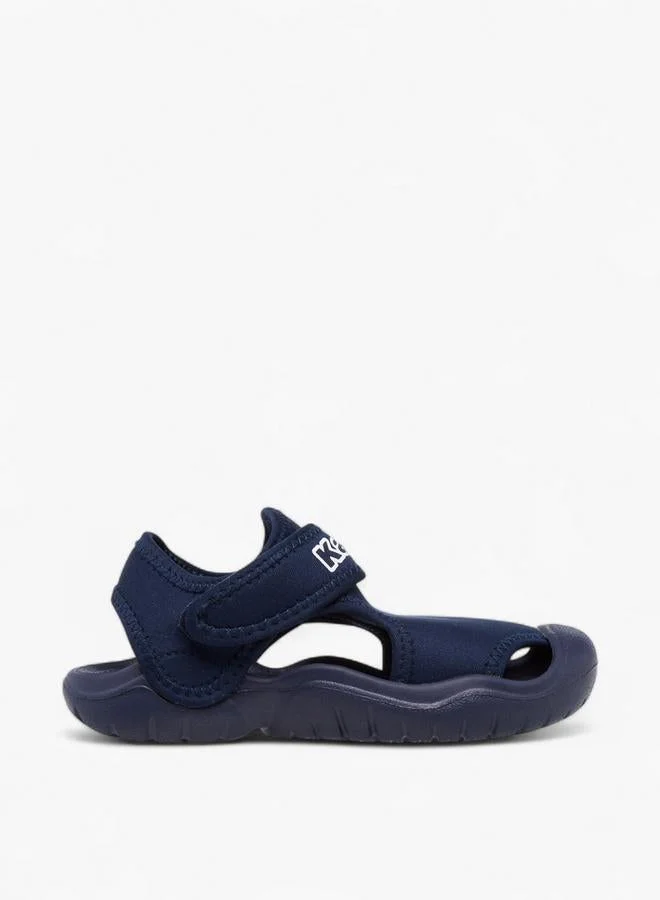 Kappa Boys' Logo Print Sandals with Hook and Loop Closure